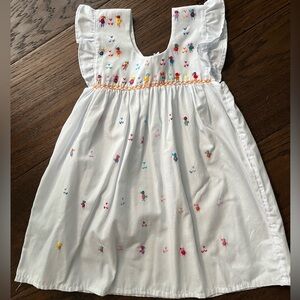 White Chicken Dress with Colorful Embroidery EUC